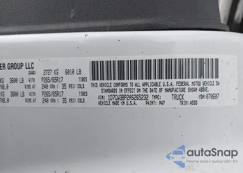 2010 Dodge Dakota Bighorn/Lonestar from USA, damaged, VIN 1D7CW3BP2AS265232